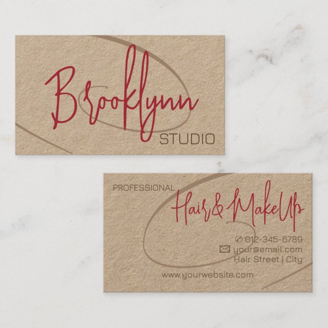 Kalligraphie Signature Beruflich Hair Studio Visitenkarte (Vorne/Hinten)