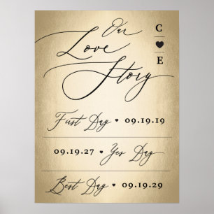 Kalligraphie-Skript auf unserer Liebe-Geschichte-H Poster