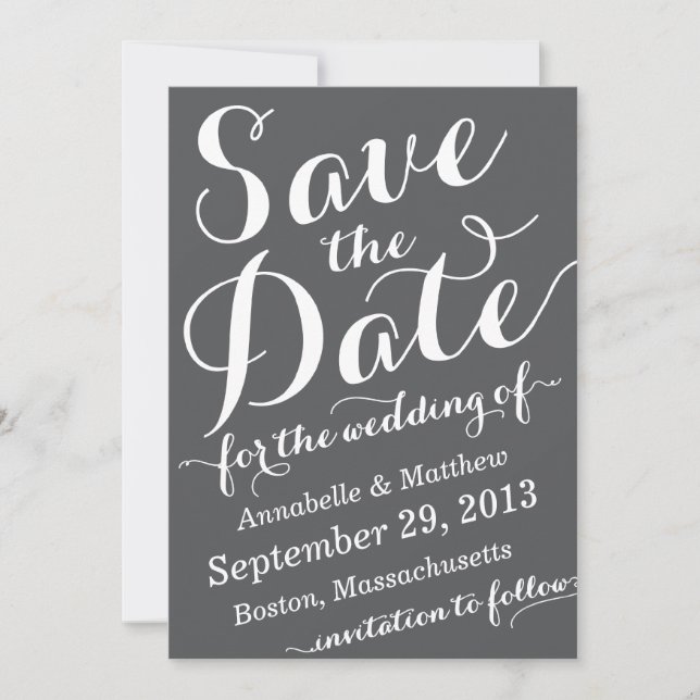 Kalligraphie-Skript-Save the Date Mitteilung Einladung (Vorderseite)