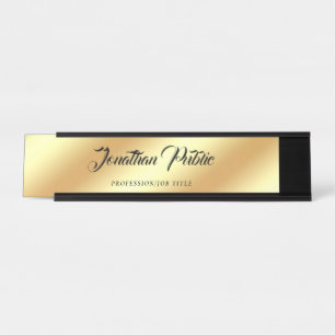 Kalligraphie-Skript-Text-modernes elegantes Gold Schreibtischnamensplakette