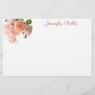 Kalligraphie-Textwatercolor-Rosen-elegantes Blumen Briefpapier