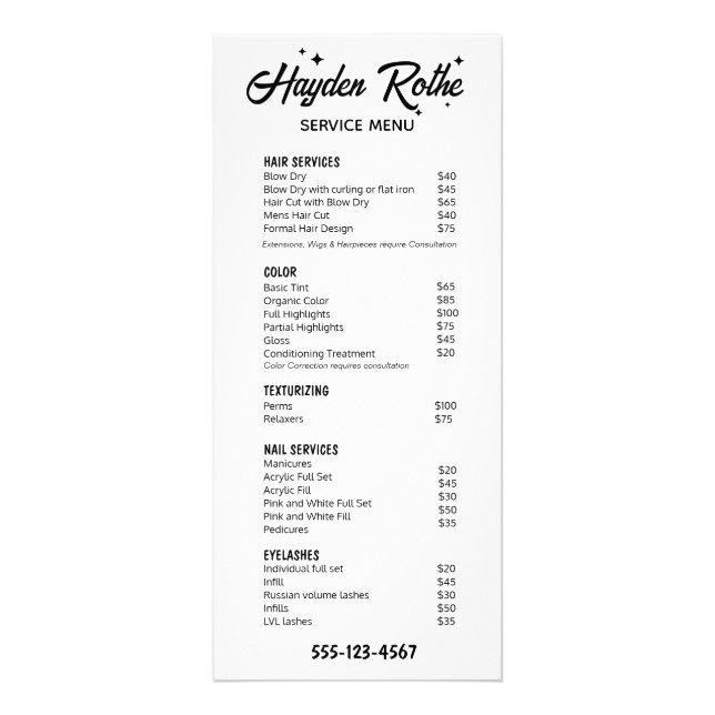 Kalligraphie und Sterne in Schwarz und Weiß Werbekarte (Vorne)