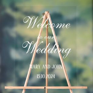 Kalligraphie weiß Elegant Drehbuch Hochzeitsempfan Acrylschild