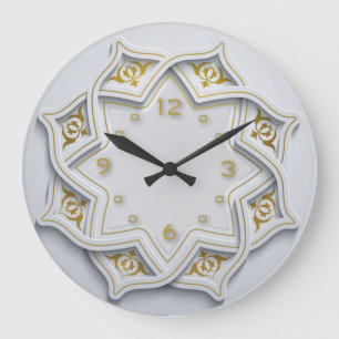 Kalligraphie, weiß und gold große wanduhr