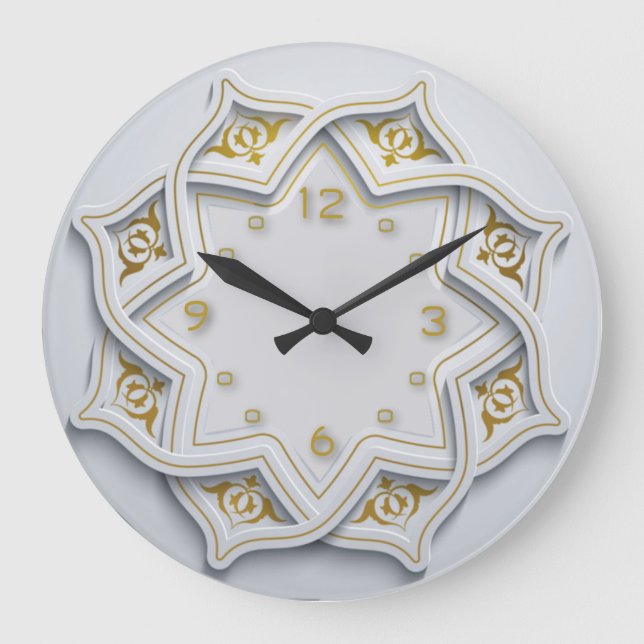 Kalligraphie, weiß und gold große wanduhr (Vorderseite)