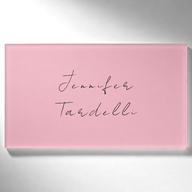 Kalligraphiename beruflich schlicht-rosa-feminin namenschild (Vorderseite)