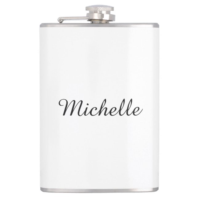 Kalligraphiename Creative Trendy White Flachmann (Vorderseite)