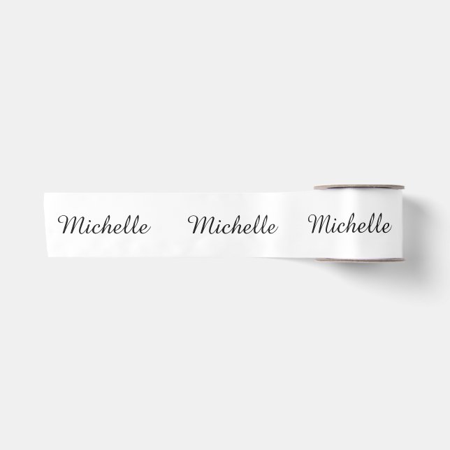 Kalligraphiename Creative Trendy White Satinband (Vorderseite)