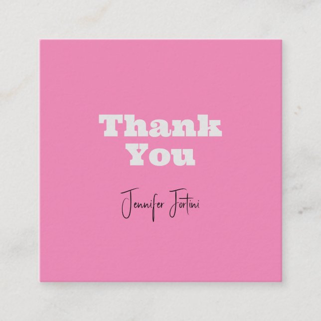 Kalligraphiename Eleganpink Schlicht Danke Begleitkarte (Vorderseite)