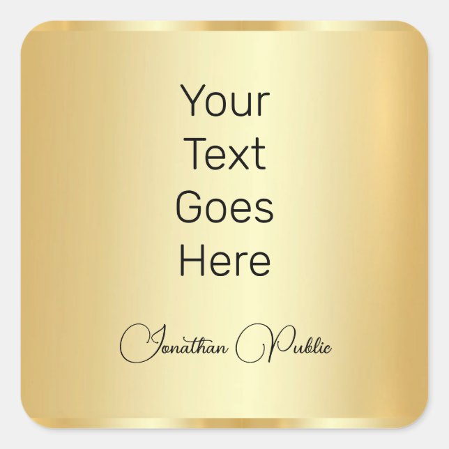 Kalligraphierte Imitate Gold Elegante Template Tre Quadratischer Aufkleber (Vorderseite)