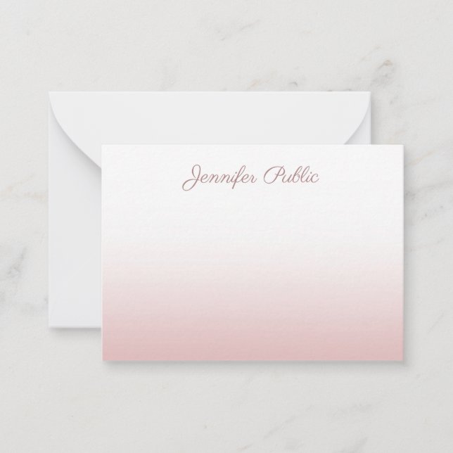 Kalligraphierte Name-Rose Gold Elegant Mitteilungskarte (Vorderseite)