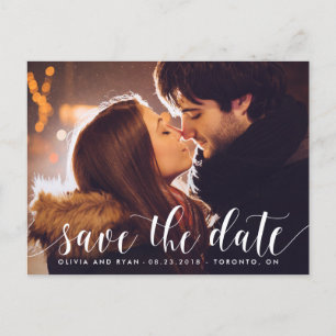 Kalligraphieschrift Foto Save the Date Postkarte