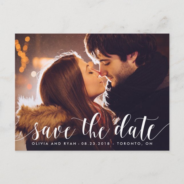 Kalligraphieschrift | Foto Save the Date Postkarte (Vorderseite)