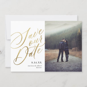 Kalligraphieschrift Weißes Gold FOTO Save The Date