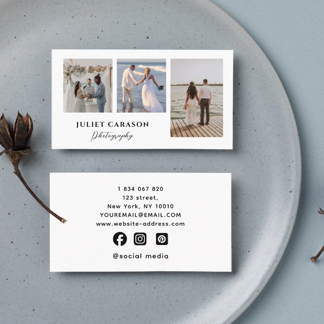 Kalligraphieskripte Fotografie 3 Fotos Collage Visitenkarte (Von Creator hochgeladen)