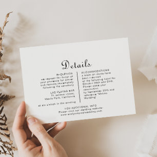 Kalligraphische Klassische Minimalistische Hochzei Begleitkarte