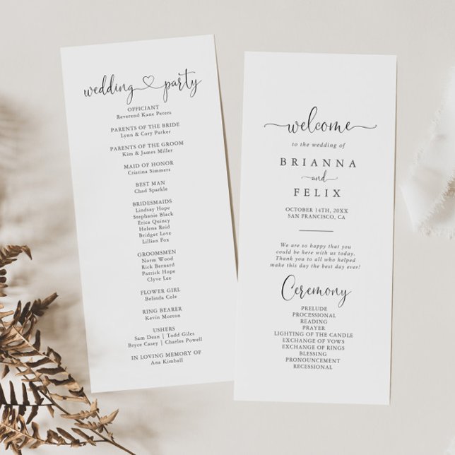 Kalligraphische Liebe Extravagantes SkriptWedding- Programm (Von Creator hochgeladen)