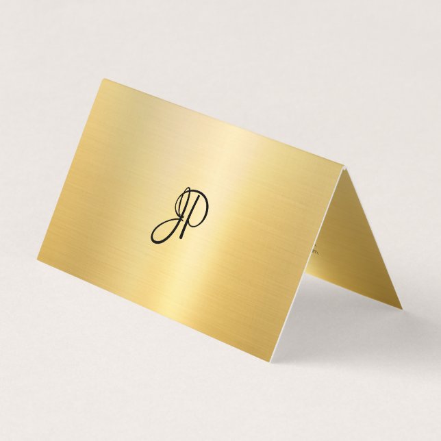 Kalligraphische Monogram Moderne Imitat Gold Scrip Visitenkarten (Vorderseite)