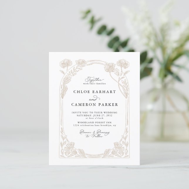 Kalligraphische Rose Orchard Garden Wedding (Stehend Vorderseite)