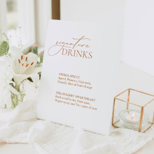 Kalligraphische Signaturgetränke Hochzeitmenü-Bar Sockelschild