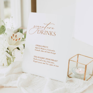 Kalligraphische Signaturgetränke Hochzeitmenü-Bar Sockelschild