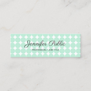 Kalligraphische Vorlage Elegant Mint Green White M Mini Visitenkarte