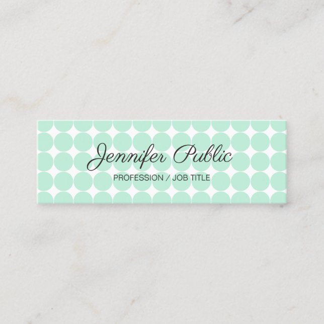 Kalligraphische Vorlage Elegant Mint Green White M Mini Visitenkarte (Vorderseite)