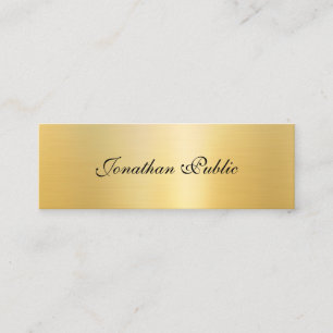 Kalligraphische Vorlage Modernes elegantes Gold-Lo Mini Visitenkarte