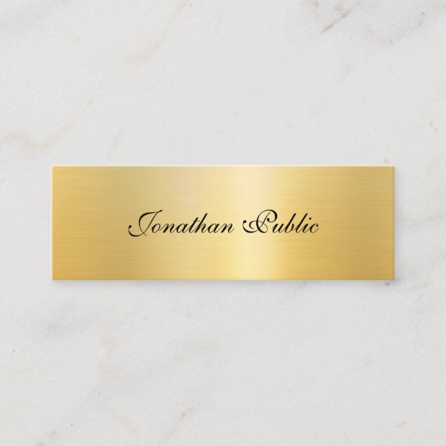 Kalligraphische Vorlage Modernes elegantes Gold-Lo Mini Visitenkarte (Vorderseite)