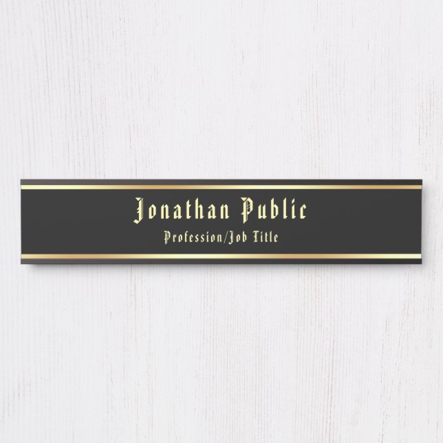 Kalligraphischer schwarzer klassischer Nostalgisch Türschild (Vorderseite )