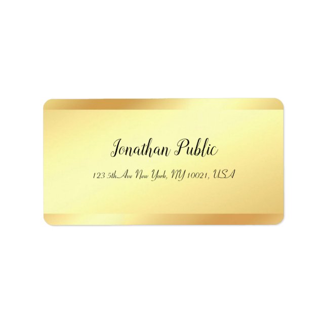 Kalligraphischer Text Elegant Gold Beruflich Moder Adressaufkleber (Vorne)