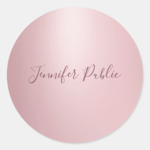 Kalligraphisches Skript Elegante Rose Gold Templat Runder Aufkleber