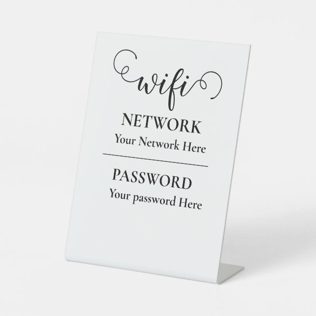 kalligraphisches WiFi-Kennwort Sockelschild (Vorderseite)