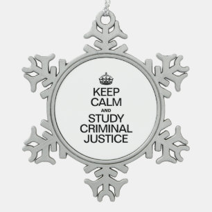 KALM UND STUDIERENDE STRAFGERICHTSPRECHUNG behalte Schneeflocken Zinn-Ornament
