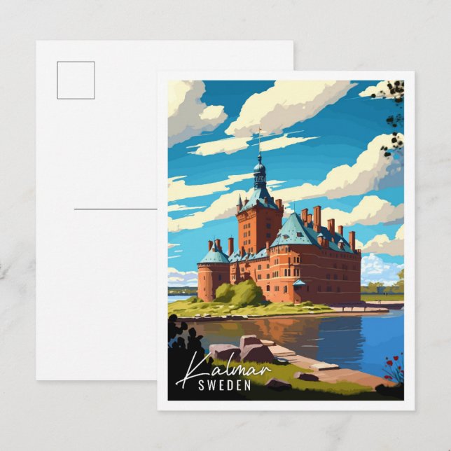 Kalmar Sweden Vintage Reise Illustration Pos Postkarte (Vorne/Hinten)