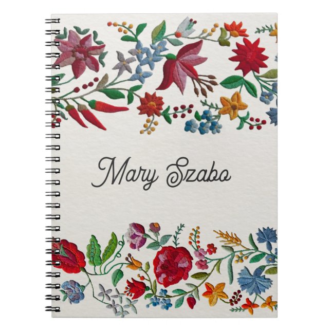 Kalocsa Stickerei Blume Print Notizblock (Vorderseite)