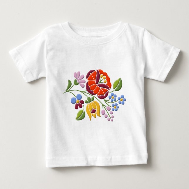 Kalocsa Stickerei - Ungarische Volkskunst Baby T-shirt (Vorderseite)