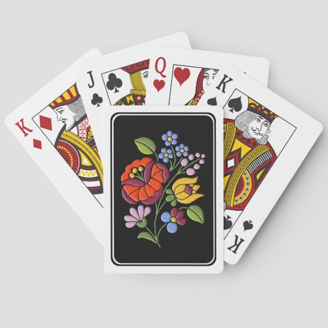 Kalocsa Stickerei - Ungarische Volkskunst Spielkarten (Rückseite)