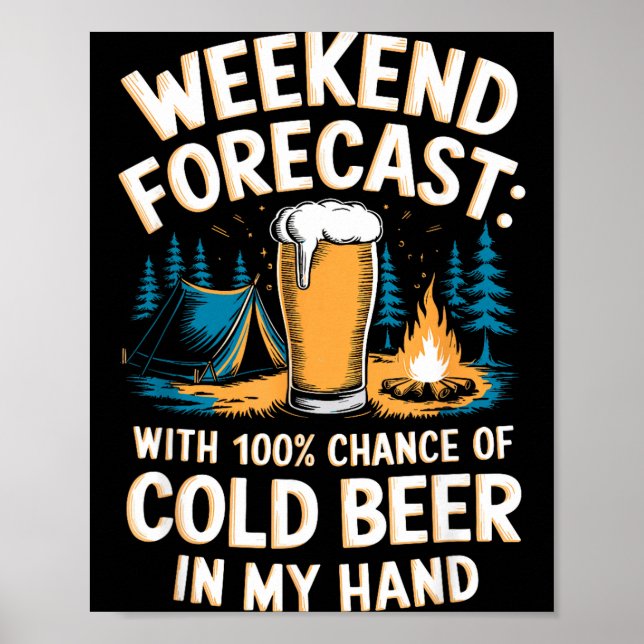 Kaltbier-Camping-Berg-Grafik  Poster (Vorne)