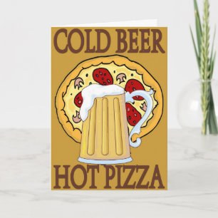 Kaltbier, heiße Pizza Feiertagskarte