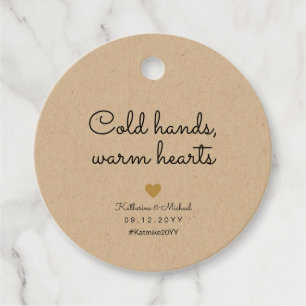 Kalte Hände warme Herzen Hochzeit Rustic Gefallen Geschenkanhänger