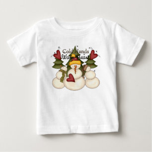 Kalte Hände warmer Herzschneemann Säugling Langsch Baby T-shirt