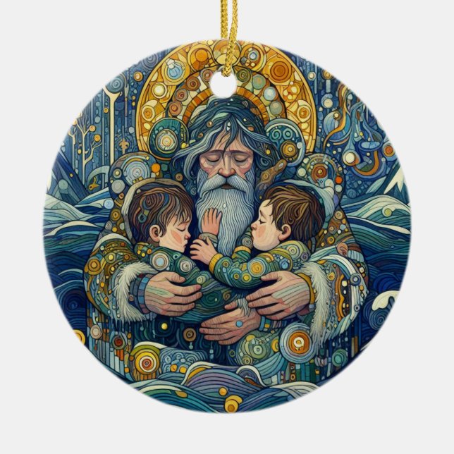 "Kalte Nacht, starke Waffen" Keramik Ornament (Vorne)