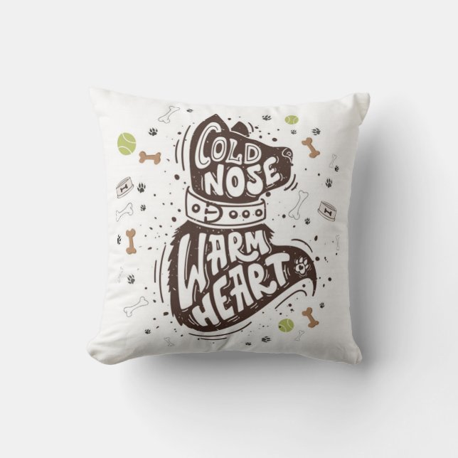 Kalte Nase warmes Herz Kissen (Vorderseite)