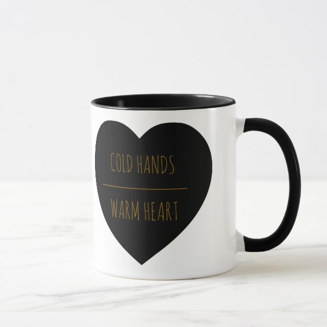 Kälte übergibt warmem Herzen 11 Unze-Tasse Tasse (Rechts)