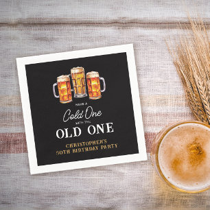 Kalter Eins mit dem Old One Bier 50. Geburtstag Serviette
