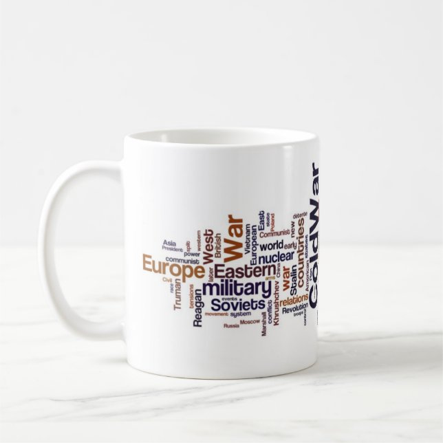 Kalter Kriegs-Wort-Wolke Kaffeetasse (Links)