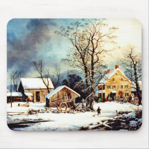 Kalter schneebedeckter Morgen Mousepad