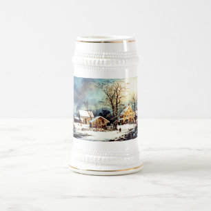 Kalter schneereicher Morgen Bierglas