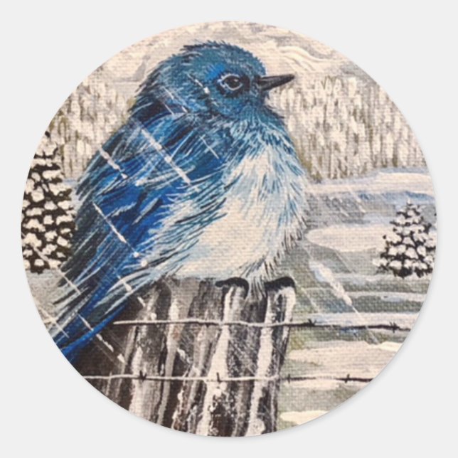 Kaltgebirge Bluebird Runder Aufkleber (Vorderseite)